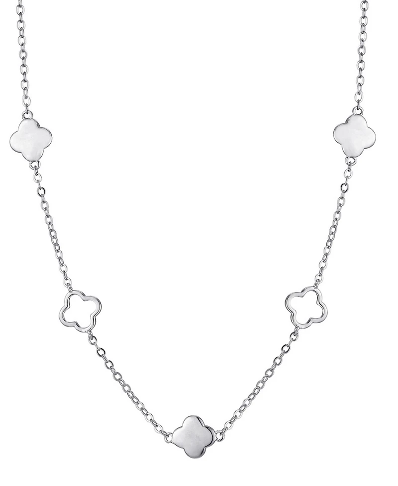 Adornia Silver Clover Station Necklace
