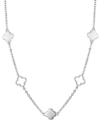 Adornia Silver Clover Station Necklace