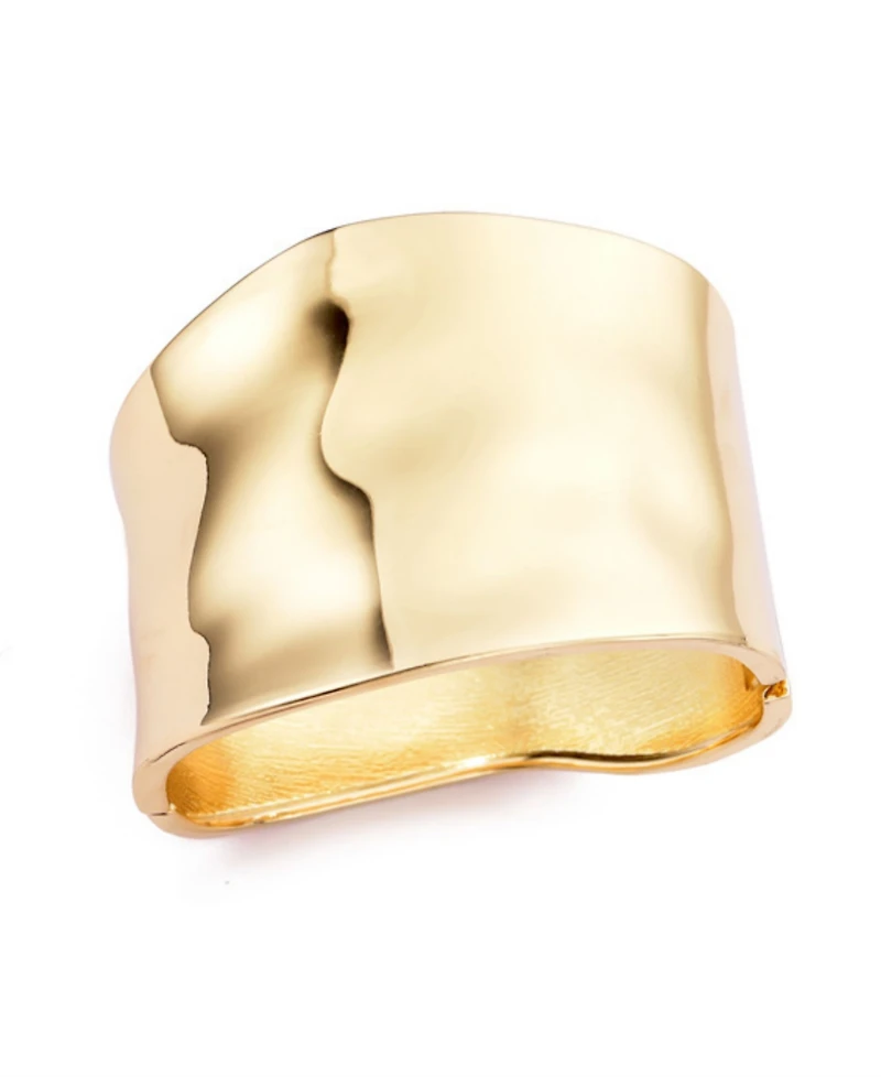 Adornia Gold Tall Hammered Bangle