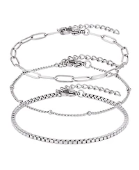 Adornia Tarnish Resistant Silver Chain Bracelet Set
