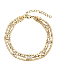 Adornia Tarnish Resistant Gold Crystal Layered 3-Chain Bracelet