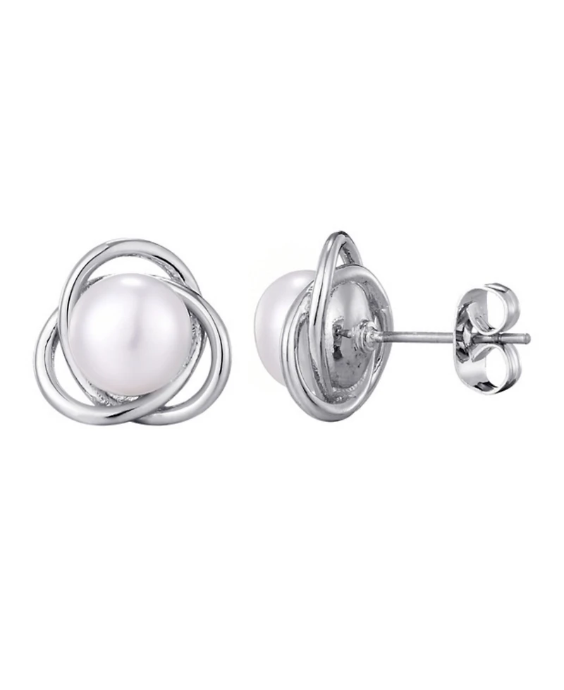 Adornia Silver Freshwater Pearl Stud Earrings