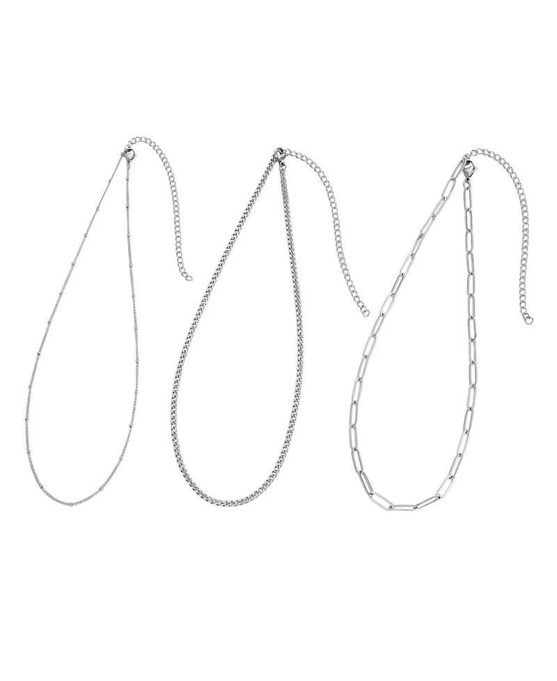 Adornia Tarnish Resistant Silver Chain Necklace Set