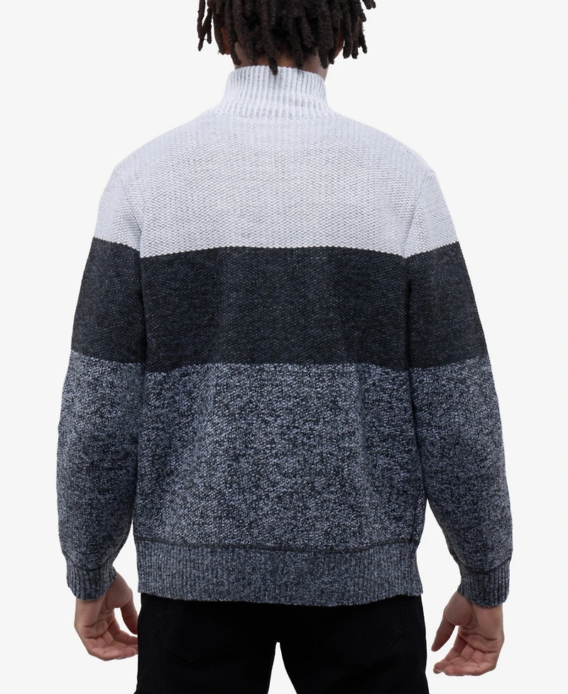 Cultura Men's Full Zip Mock Neck Sweater With Fleece Lining