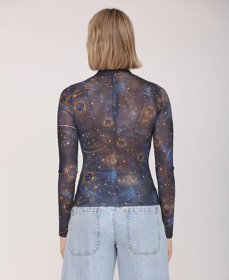 Avec Les Filles Women's Mock Neck Long Sleeve Top