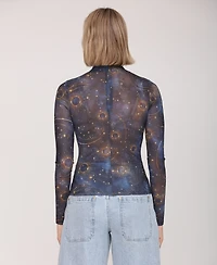 Avec Les Filles Women's Mock Neck Long Sleeve Top