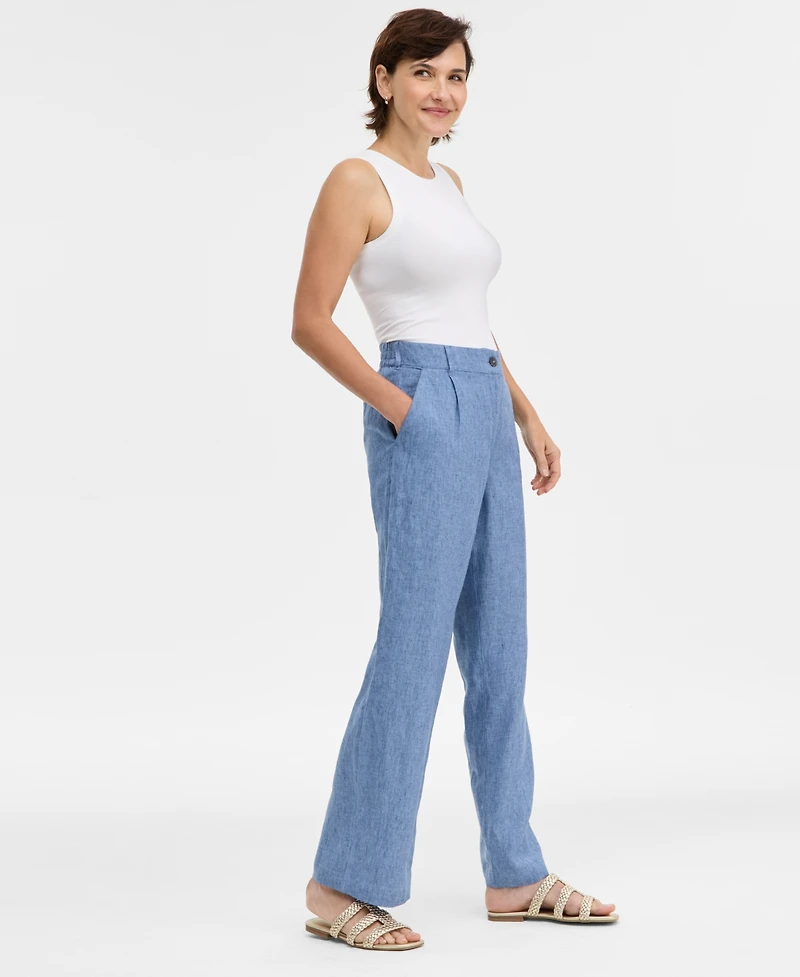 Charter Club Women's Wide-Leg 100% Linen Pants