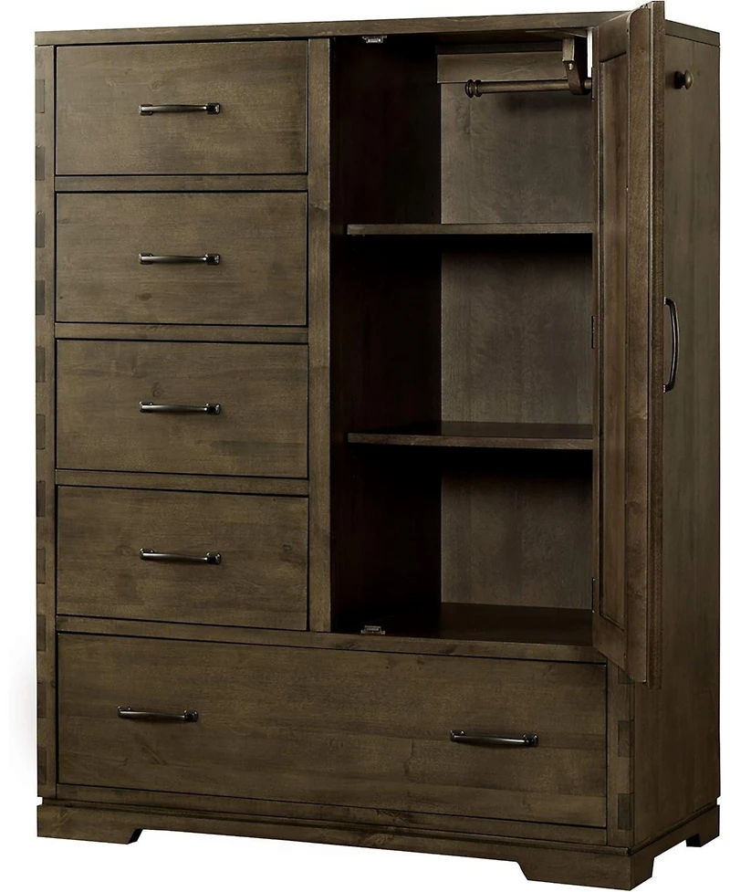 Westwood Design Dovetail Contemporary Wood Chifferobe in Graphite Gray
