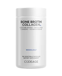 Codeage Organic Bone Broth Collagen Peptides Capsules Supplement, Grass Fed Beef Bone Broth, Free-Range Chicken Bone Broth, Turmeric & Ashwagandha