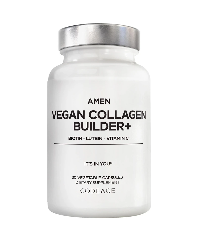 Amen Collagen Builder Supplement - Organic Whole Foods, Lutein, Vitamin C, Biotin, Lysine, Proline Collagen Boosters