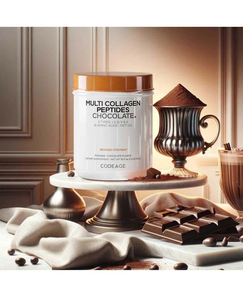Codeage Multi Collagen Chocolate Protein Powder - Hydrolyzed Bovine Collagen Peptides, 5 Collagen Types & Mct Oil