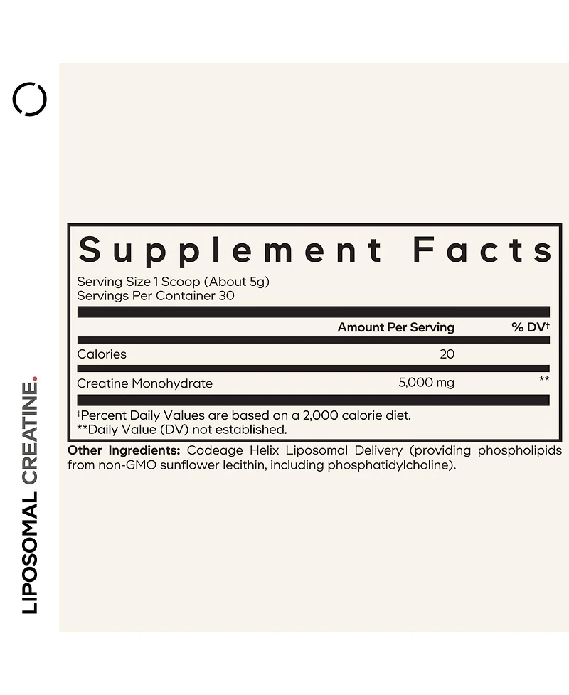 Codeage Liposomal Creatine Powder Supplement, Pure Creatine Monohydrate 5000mg, Pre Workout & Post Workouts