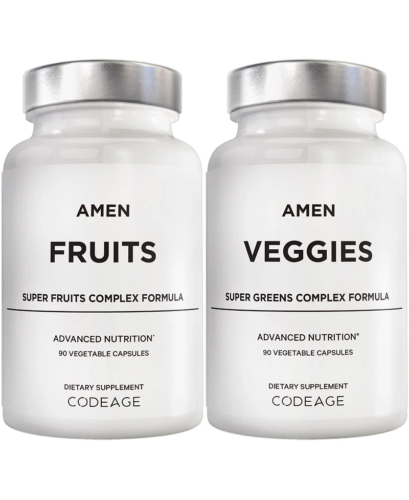 Amen Fruits + Veggies Vitamins Bundle Multivitamin Capsules Super Greens Red Fruits Superfood Supplement - 180ct
