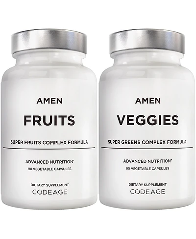 Amen Fruits + Veggies Vitamins Bundle Multivitamin Capsules Super Greens Red Fruits Superfood Supplement - 180ct