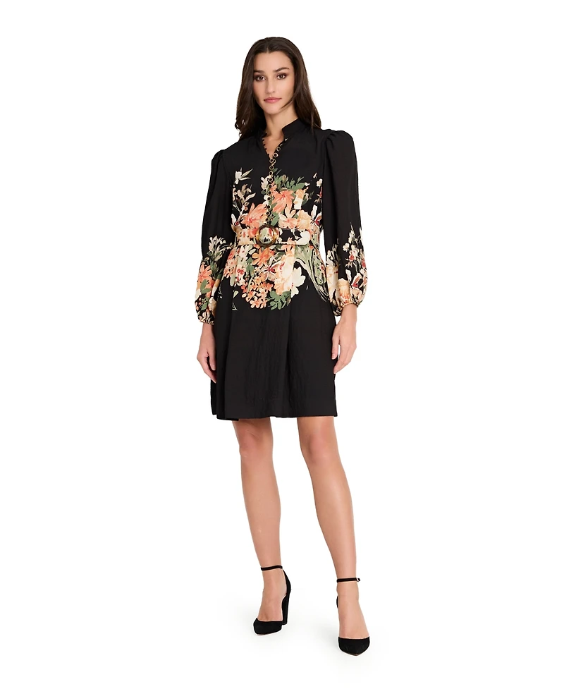Tahari Asl Women's Long Sleeve Printed Dress