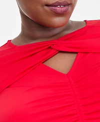 I.n.c. International Concepts Plus Twist-Keyhole Ruched-Front Top, Macy's Exclusive