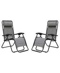 Caravan Canopy Infinity Zero Gravity Steel Frame Patio Deck Chair, Grey (Pair)