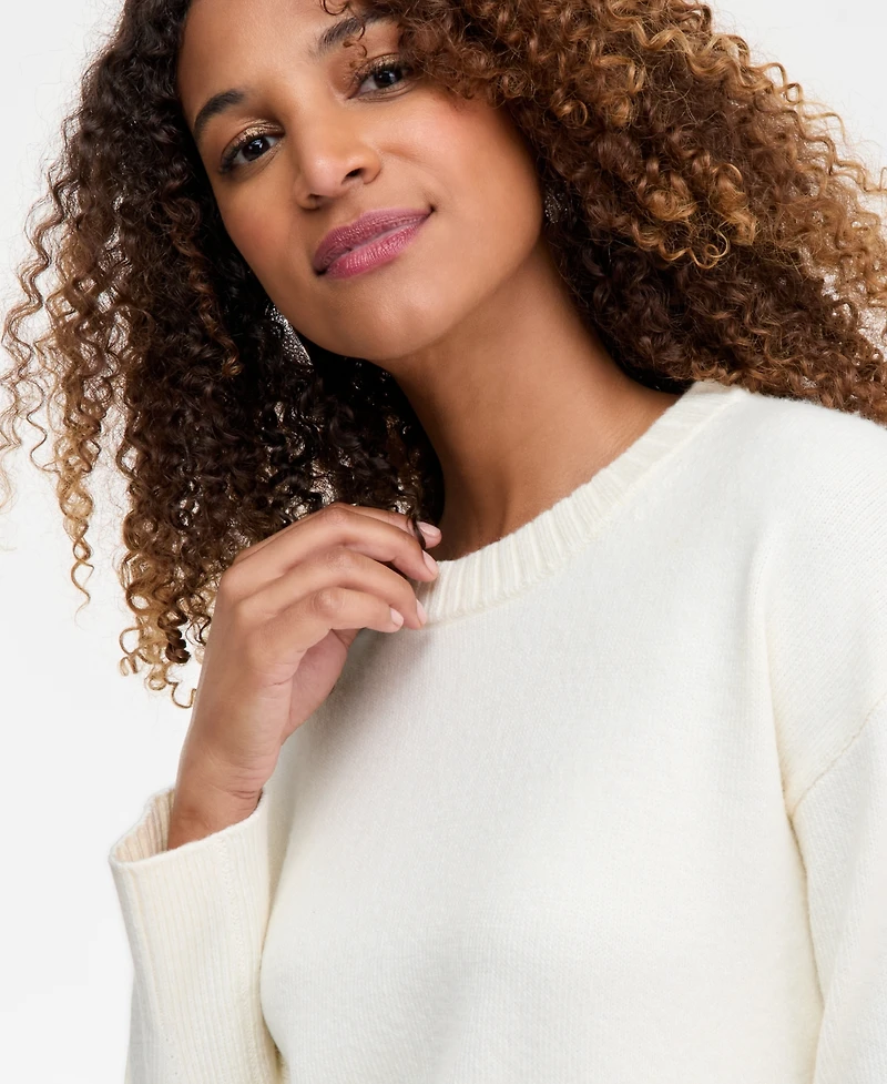 I.n.c. International Concepts Women's Ribbed-Trim Crewneck Pullover Sweater, Macy's Exclusive