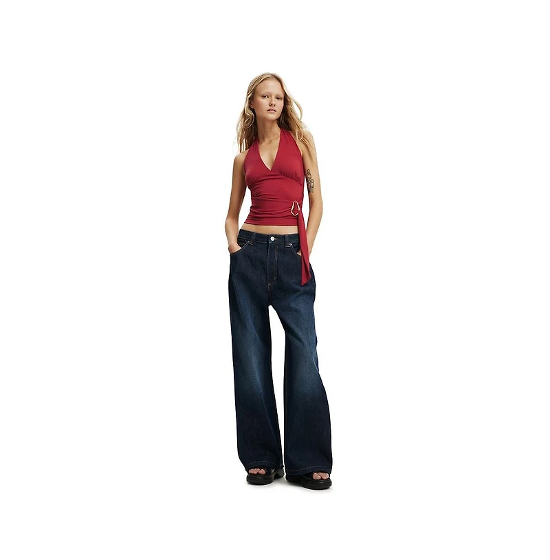 Cotton On Women's Buckle Belt Tie Halter Top