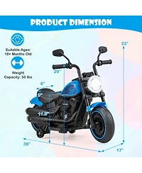 6V Kids Electric Motorcycle with Training Wheels Led Headlights Music Board
