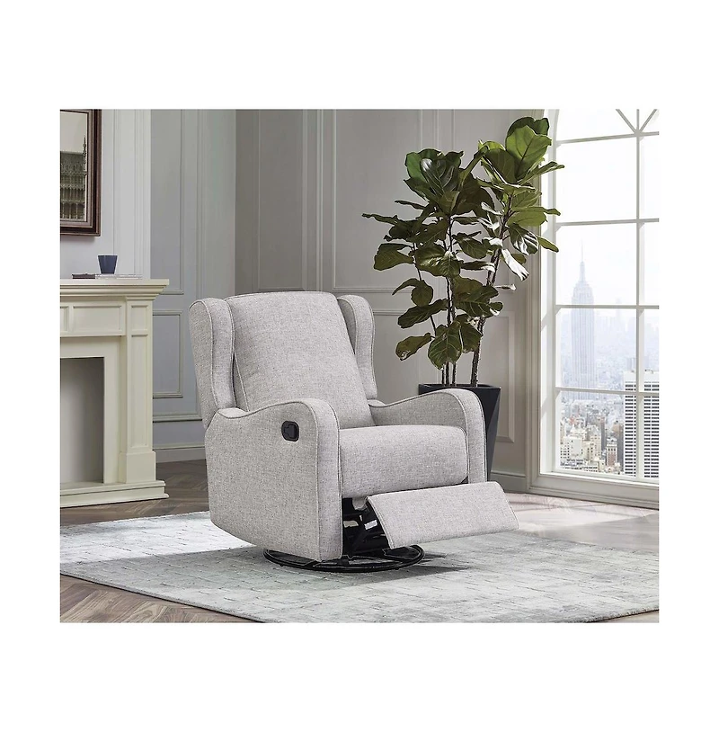 Westwood Design Skylar Fabric Manual Swivel Glider and Recliner in Fawn Gray