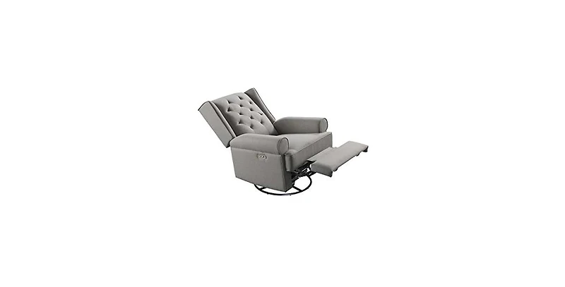 Westwood Design Amelia Traditional Fabric Usb Glider and Recliner in Charcoal