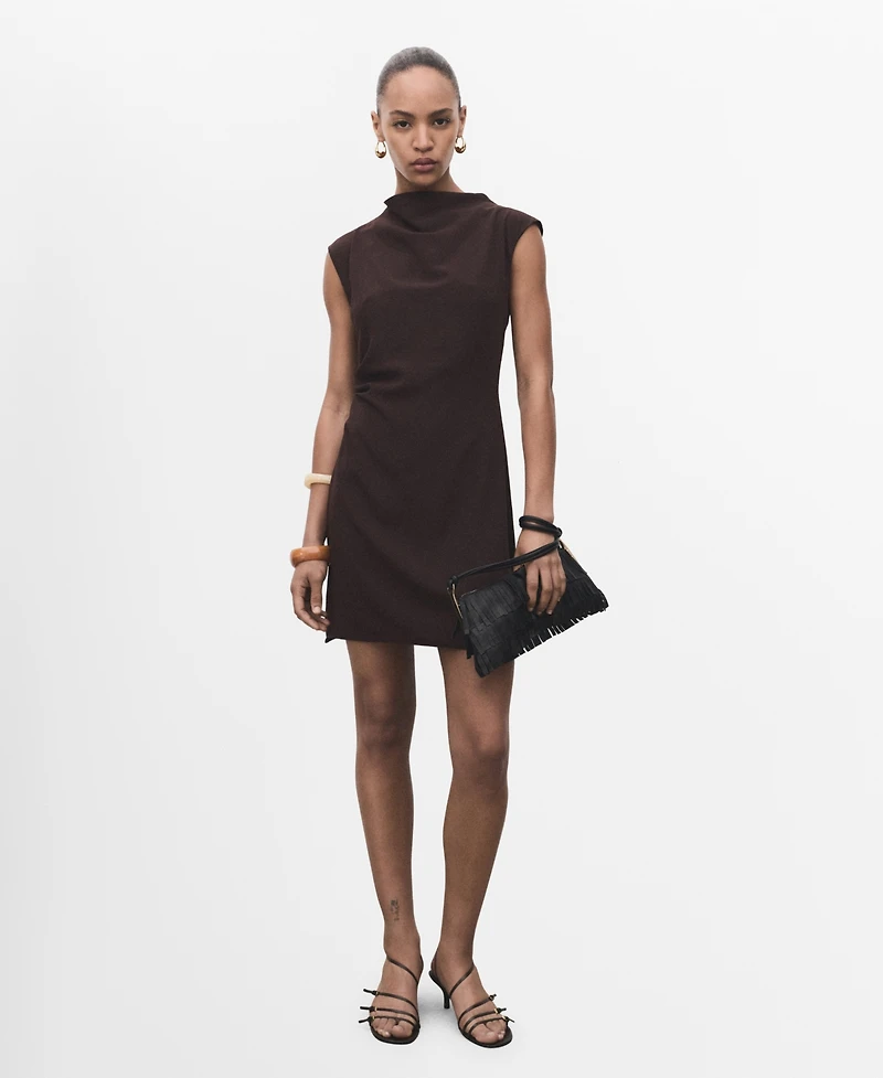 Mango Women's Draped Collar Short Dress