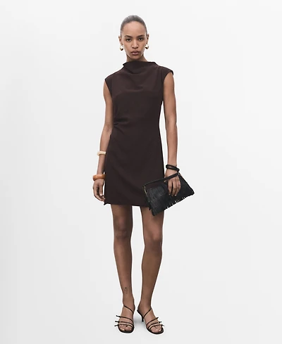 Mango Women's Draped Collar Short Dress