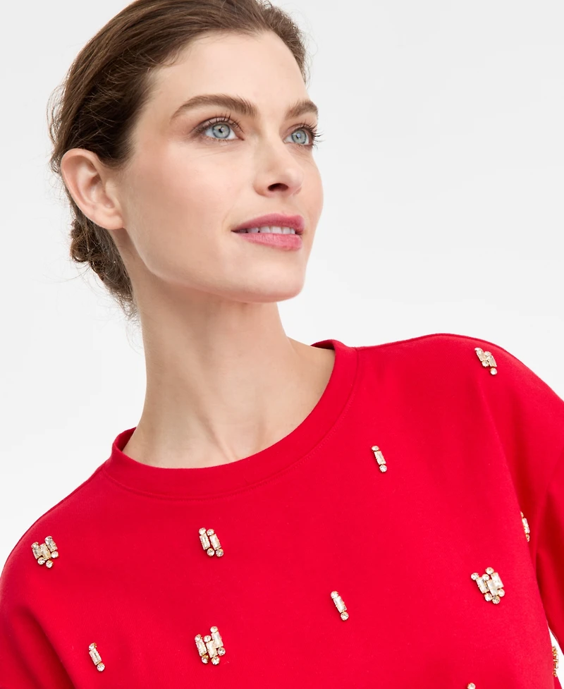 I.n.c. International Concepts Women's Cotton Embellished Tee, Macy's Exclusive