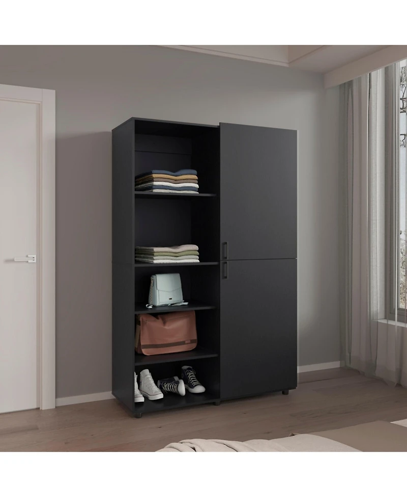 Brewster Wardrobe, 2 Doors, 6 Legs, 5 Shelves