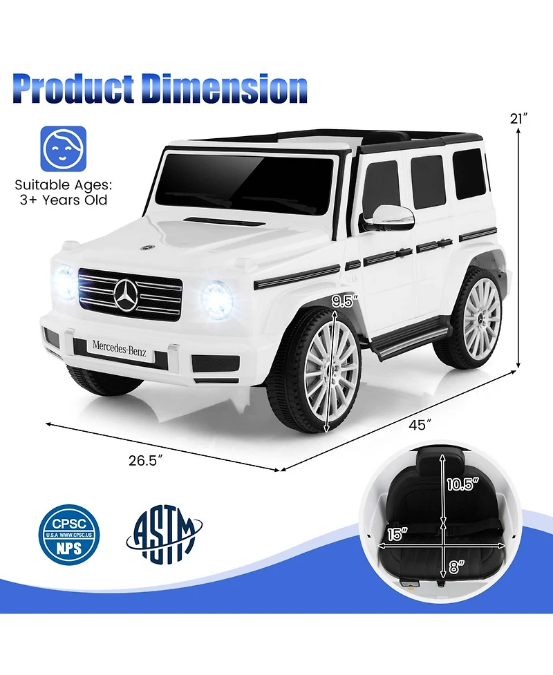 Licensed Mercedes-Benz G500 Kids Ride-on Car 12V Battery Powered Ride-on Truck Painted