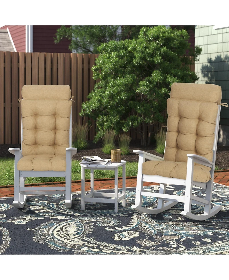 Aoodor Tufted Rocking Chair Cushion, High Back Cushion with Waterproof and Fade-Resistant, Set of 2