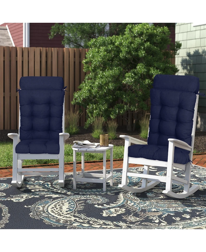 Aoodor Tufted Rocking Chair Cushion, High Back Cushion with Waterproof and Fade-Resistant, Set of 2