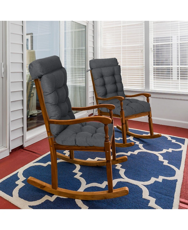 Aoodor Tufted Rocking Chair Cushion, High Back Cushion with Waterproof and Fade-Resistant, Set of 2