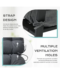 Aoodor Tufted Rocking Chair Cushion, High Back Cushion with Waterproof and Fade-Resistant, Set of 2