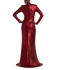 Tadashi Shoji Women's Ferrum Metallic Twist Drape Gown