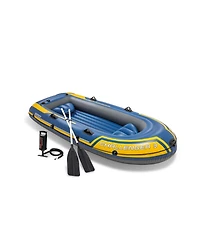 Intex 68370EP Challenger 3 Inflatable Raft Boat Set With Pump And Oars, Blue