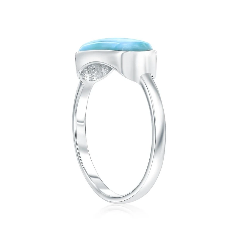 Caribbean Treasures Sterling Silver, Oval Shaped Larimar Ring