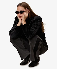 Sanctuary Women's Long Sleeve Quilted Velvet Jacket