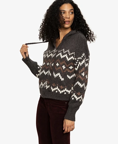 Sanctuary Women's Fairisle Zip-Up Hoodie Sweater