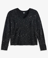 I.n.c. International Concepts Women's Roving Sequin V-Neck Sweater, Macy's Exclusive