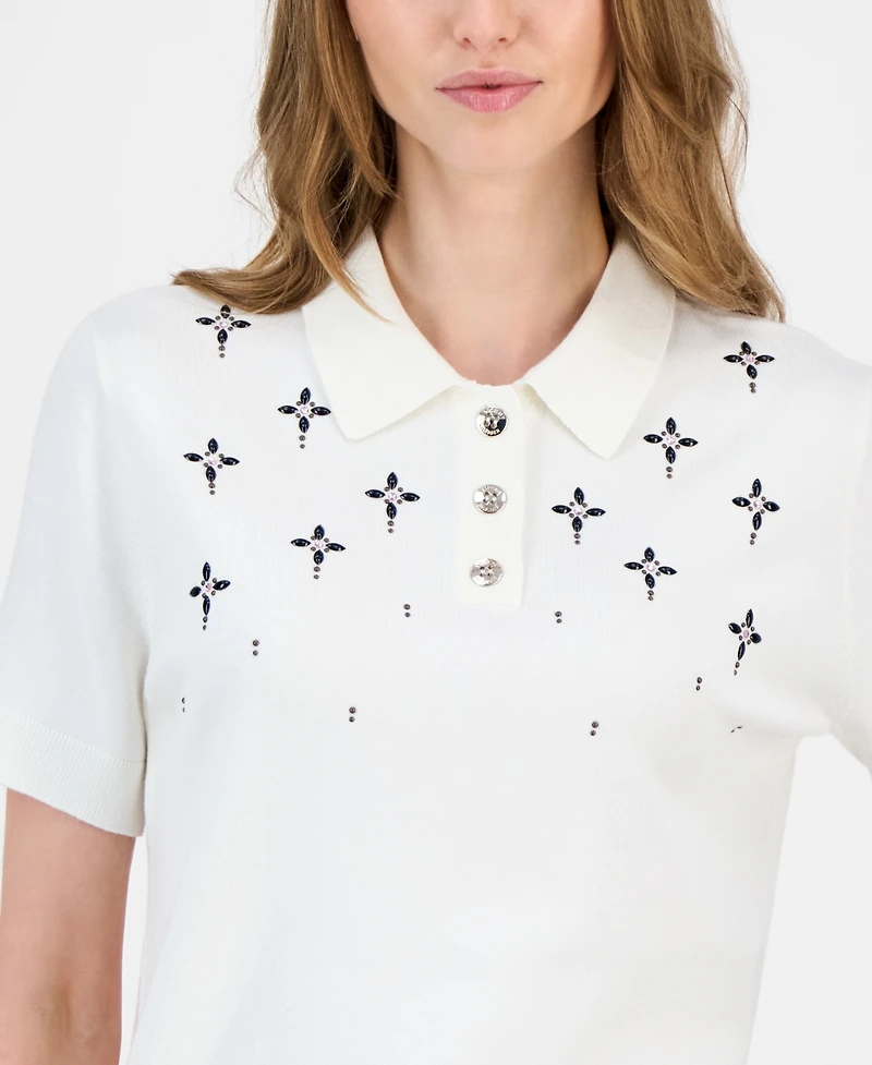 Tommy Hilfiger Women's Embellished Polo Sweater
