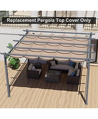 Aoodor Pergola Shade Cover for 10 x 13 ft Outdoor with Retractable Canopy, Waterproof Fabric Patio, Brown/Gray (Cover