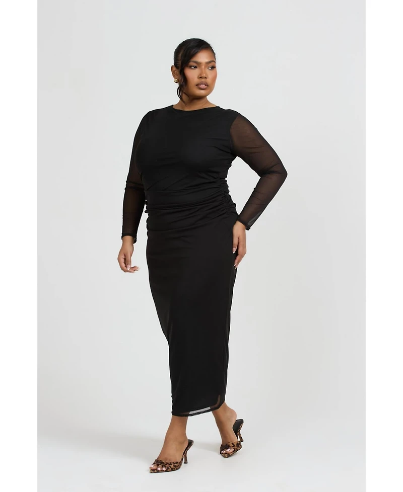 Fashion-szn Curve Women's Curve Long Sleeved Midaxi Dress