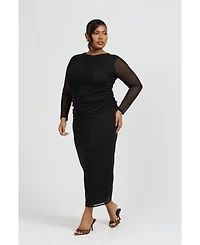 Fashion-szn Curve Women's Curve Long Sleeved Midaxi Dress