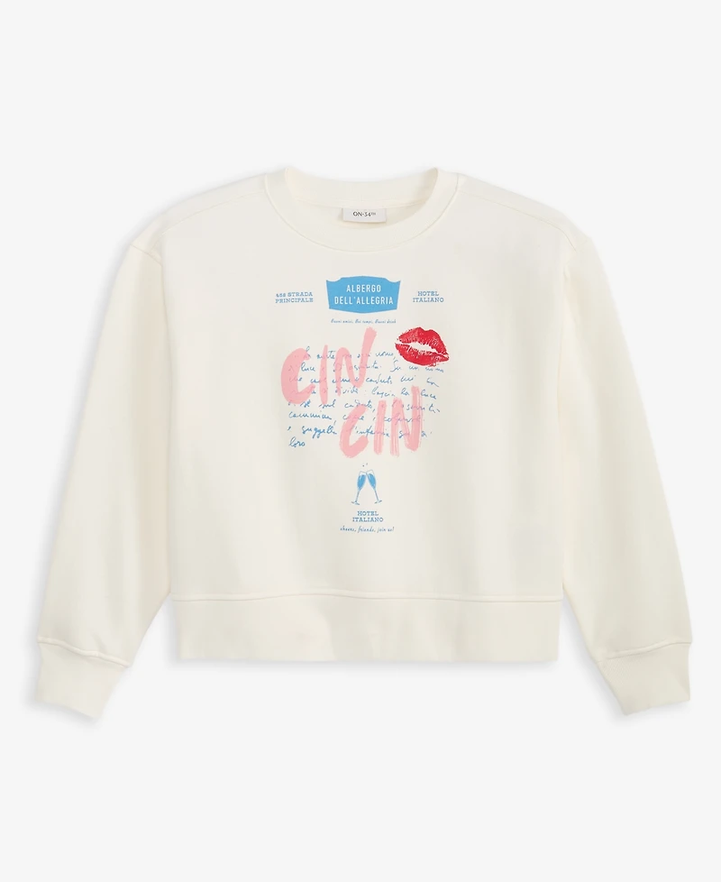On 34th Women's Knit Long-Sleeve Cin Kiss Graphic Sweatshirt, Macy's Exclusive