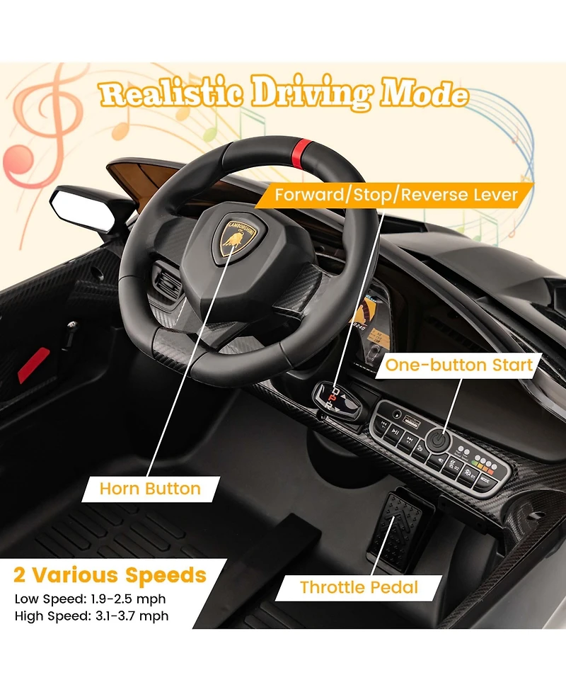 Licensed Lamborghini 4WD Kids Ride-on Sports Car 12V Electric Vehicle with Remote
