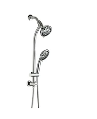 Rainsken Handheld Showerhead & Rain Shower Combo, 5 Inch Rain Shower & 7-Spray Handheld Combo with 26" Adjustable Slide Bar, Brush Nickel