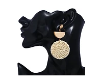 Rattan Earrings Organic Wooden Straw Weave
