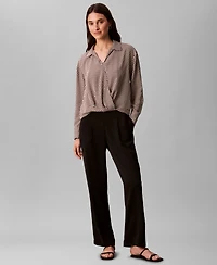 Calvin Klein Women's Printed Crepe Long Sleeve Top